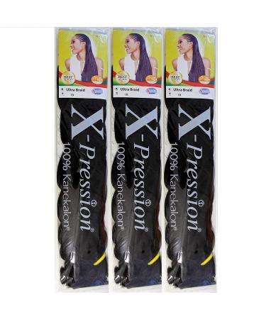 x-pression XPRESSION ULTRA BRAID HAIR EXTENSION FOR BRAIDING 82" 165g Per Pack (3 PACKS OFFER) COLOUR 1
