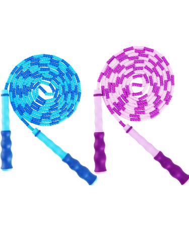 Amble Jump Rope Soft Beaded Segment Jump Rope - Adjustable for Men, Women and Kids - Tangle-Free for Keeping Fit, Training, Workout and so on - 9 Ft TWO-PACK P1