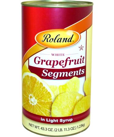 Roland Foods White Grapefruit Segments in Light Syrup Specialty Imported Food 43.3-Ounce Can Pack of 4