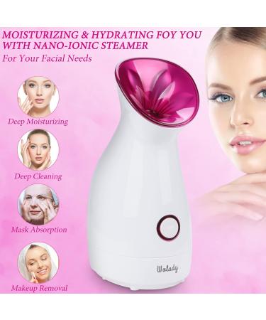 Facial Steamer SPA Sauna Face Humidifier Wolady Home Sauna Steamer Nano Ionic Warm Mist Humidifier Steamer with Stainless Steel Skin Kit for Pores Cleanse Clear Blackheads Acne Skin Cares (Middle) Pink - Buy Online on SooperMarket.com