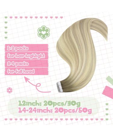 Shop Youngsee Real Hair Extensions - Tape Ombre Ash Blond to Platinum Blonde | 45cm 20pcs 50g #18/60 - Premium Quality Tape-In Hair Extensions - Buy Online on SooperMarket.com