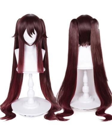 Uniquebe Game Anime Cospaly Wig with Elf Ears & Hair Net for Halloween Costume Hutao