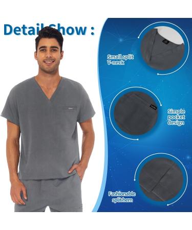 VIAOLI Men's Athletic Scrub Set - V-Neck Top & Jogger Pants - Grey Large - Buy Online on SooperMarket.com
