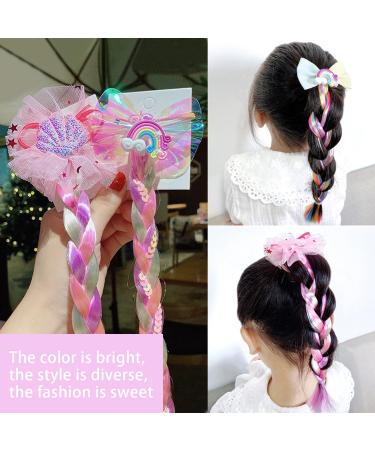 Set Of 8 Colorful Braid Hair Ties Ponytail Elastic Bands Bow Ties Colorful Synthetic Wigs Hair Accessories For Girls Suitable For Prom Party Cosplay - Buy Online on SooperMarket.com