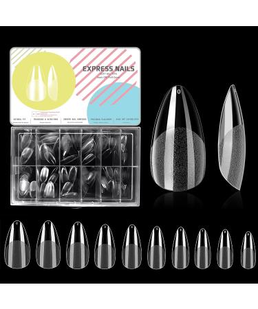 500 pieces of almond nail tips acrylic artificial nail tips nail tips almond nails Tips for women girls 10 sizes medium almond-500PCs
