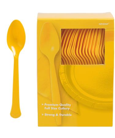 Amscan 43601.09 Party Supplies Big Pack Plastic Spoons Yellow Sunshine One Size 100 ct