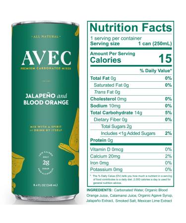 AVEC Sparkling Cocktail Mixers - Jalape o & Blood Orange Flavor - 8.45 Oz Seltzer Water Cans (12-Pack) - No Artificial Sugar or Preservatives - Buy Online on SooperMarket.com