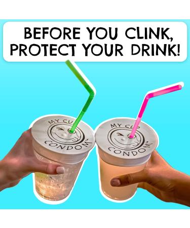 Drink Protection Cap (12 Pack) - Spiking Prevention Cup Covers - Individually Wrapped Reusable Latex with Straw Hole - Fits All Cup Sizes - 12 Count - Buy Online on SooperMarket.com