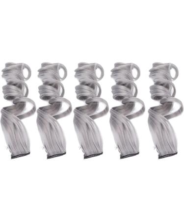 Hair Extension Synthetic Colorful Clip In Hairpiece Curling Wig for Party for Prom for Girls White tea ash - Buy Online on SooperMarket.com