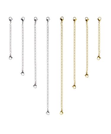D-buy 8 Pcs Stainless Steel Necklace Extender Bracelet Extender Extender Chain Set 4 Different Length: 6 inch 4 inch 3 inch 2 inch (4 Gold, 4 Silver) Gold & Sliver 2" + 3" + 4" + 6"