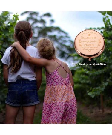 Sister Birthday Gift: Rose Gold Compact Mirror for Women - Unique Gift for Big Sister, Her, Teen Girls - Birthday, Graduation, Christmas Stocking Stuffer - Buy Online on SooperMarket.com