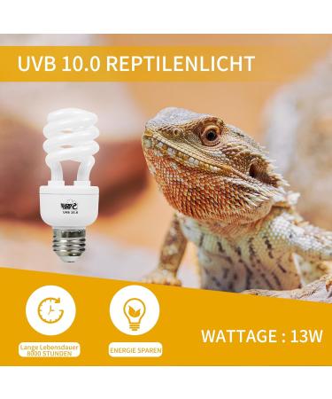 Buy Lucky Herp UVB Lamp for Reptiles - Compact 13W E27 UVB 10.0 Ideal for Turtles Chickens & Amphibians - International Shipping Available - Buy Online on SooperMarket.com