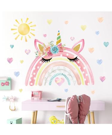 Wondever Watercolor Unicorn Rainbow Wall Stickers - Peel and Stick Decals for Girls Bedroom and Nursery - Buy Online on SooperMarket.com