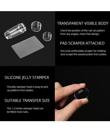 Buy 2-Piece Nail Art Stamper Set | Silicone Transparent Soft Stamp for French Nails | DIY Manicure & Nail Stamping Tools - Buy Online on SooperMarket.com