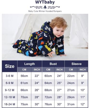 Lobmouse Baby Winter Snowsuit Jumpsuit | Hooded Romper for Boys & Girls | Thick & Warm Infant Coat Outfit | Dark Blue Animals | 18-24 Months - Buy Online on SooperMarket.com