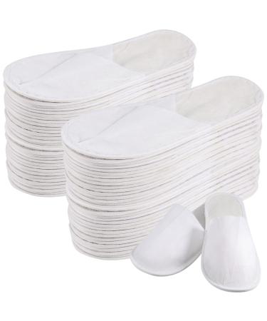 40 Pairs White Disposable Slip 11x4.5 Inch / 28x11.5cm Unsex Adult Soft One-Size Closed Toe Slip for Travel Home Hotels Travel Families Salons Motels