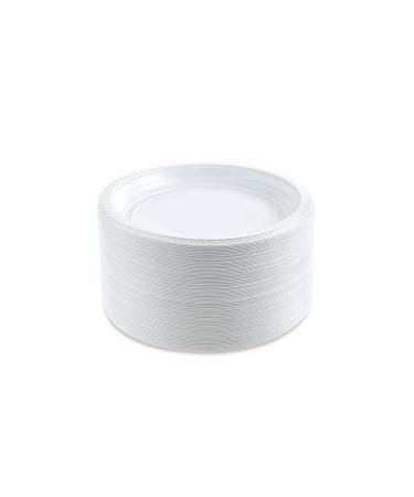 Plasticpro 6 inch Round Plastic Plates Microwaveable, Disposable, White, Dinnerware 100 Count 100 6'' Inch Plates