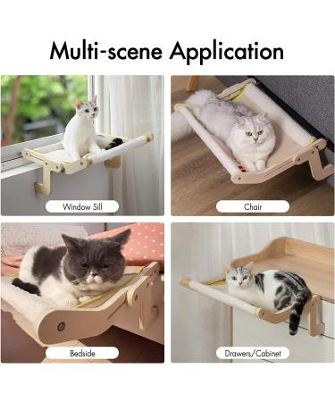 MEWOOFUN Sturdy Cat Window Perch Hammock | Reversible Mat | Holds Up to 40lbs | Beige-Large - Buy Online on SooperMarket.com