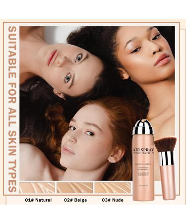 Airbrush Makeup Foundation for Mature Skin | Long Lasting Full Coverage Silky Spray | Brighten 01 Natural - Shop Now - Buy Online on SooperMarket.com