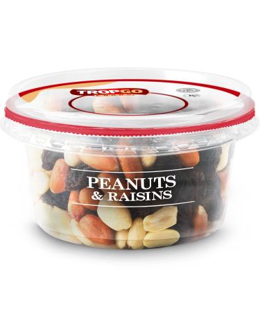 Tropgo Peanuts and Raisins 200g Tub - Peanuts and Dried Fruit in Resealable and Recyclable Tub - Wholesome Trail Mix with Fibre Protein and Essential Minerals - Healthy Nuts for All Ages