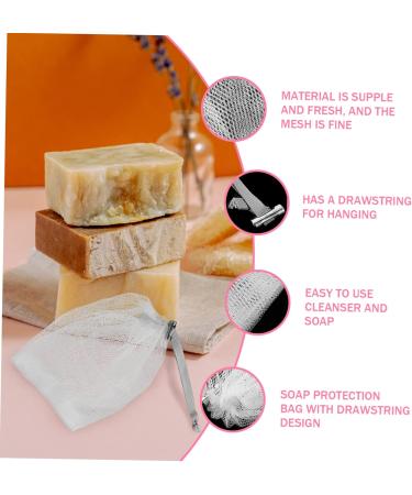 PLAFOPE 8pcs Soap Mesh Bag Soap Scrubber Pouch Drawstring Soap Pouch Foam Mesh Bag for Shower Bath Fabric 14x10cm Dark Grey - Buy Online on SooperMarket.com