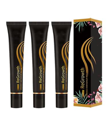 20ml regrowth organic hair serum roller set scalp intense roll-on hair growth serum natural herbal extracted serum triple roll-on massager hair growth essence for men and women (3PCs)