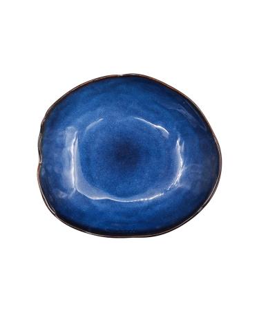 Serving Plates Household Ceramic Dinner Plate Blue Glaze Salad Plate Fruit Plate Bread Plate Irregular Tableware Western Food Plate/Kitchen Supplies for Appetizer Dinner and Desserts (Size : 21cm)