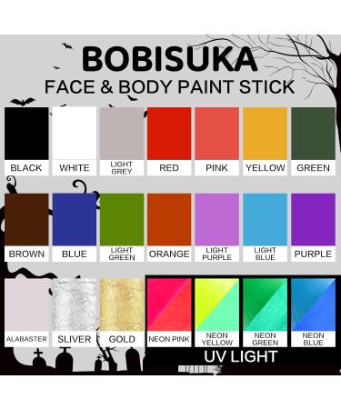 BOBISUKA Alabaster White Face Body Paint Stick White Eye Black Sticks for Sports Water Based Face Painting Kit Quick Drying Foundation Makeup for Halloween Clown Skeleton Joker Cosplay SFX Costume - Buy Online on SooperMarket.com