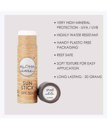 Aloha Sun Stick SPF 50+ (White) Sunscreen Stick Sun Block Stick for Face Sunscreen SPF 50 for Surfing Great Sun Cream for Kids & Outdoor Sports Sunscreen Plastic Free Packaging 20g - Buy Online on SooperMarket.com