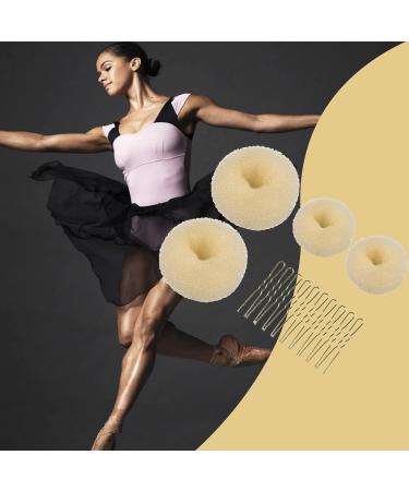 Hair Donut Bun Maker Set - 4 Pcs with 10 Hair Pins, 2 Sizes Doughnut Hair Bun Shaper for Chignon Style - Beige Hair Accessories for Girls and Kids - Buy Online on SooperMarket.com