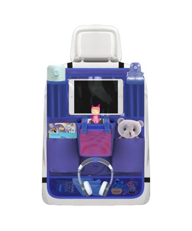 Car Organiser with Holder for Toniebox and Bag for Tablet Car Seat Back Cover Seat Back Organiser for Tonie Characters Car Accessories for Kids Blue 1 Piece