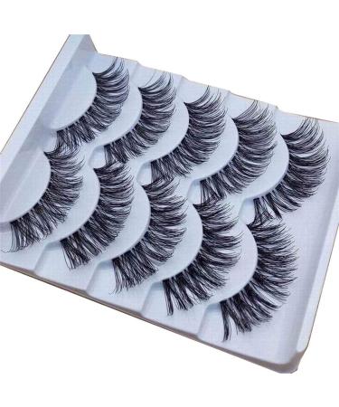 5 Pairs Handmade Natural Long Volume False Eyelashes Extensions Lashes as shown