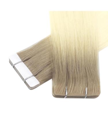 Youngsee Ombre Real Hair Tape Extensions - 45cm Light Brown to Blonde Virgin Smooth Weft 5pcs #R8T60 - Buy Online on SooperMarket.com