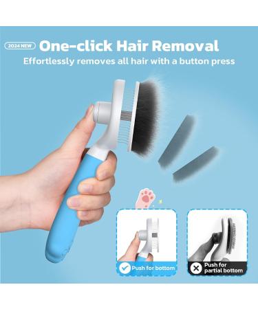 ZIMACATE 2024 Self-Cleaning Cat & Dog Brush - Ergonomic Handle One-Click Cleaning Patented Design for Short & Long-Haired Pets - Ideal for Cats Dogs & Rabbits (Blue) - Buy Online on SooperMarket.com