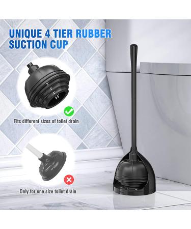 Uptronic All-Angle Toilet Plunger with Holder - Heavy Duty Black Plunger for Bathroom - Buy Online on SooperMarket.com