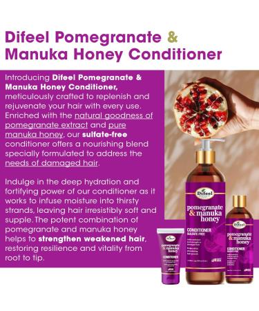 Difeel Pomegranate & Manuka Honey Conditioner 33.8 oz Sulfate-Free Moisture for Dry Damaged Hair International Shipping Available - Buy Online on SooperMarket.com