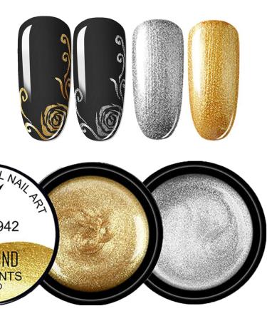 Silver Nail Gel Metallic Gel Painting Nail Polish 3D Metal Painting Gel Drawing Nail Gel Soak Off DIY Nail Art Nail Decoration - Buy Online on SooperMarket.com