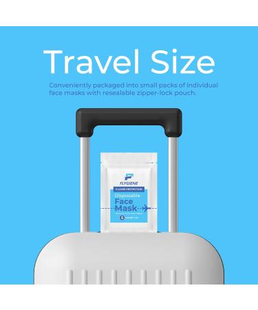 Travel Size Face Mask - 3 Ply Blue Disposable Face Masks for Adults - TSA Approved for Air Travel - 25 Count (5 Packs of 5) - Breathable & Comfortable - Buy Online on SooperMarket.com