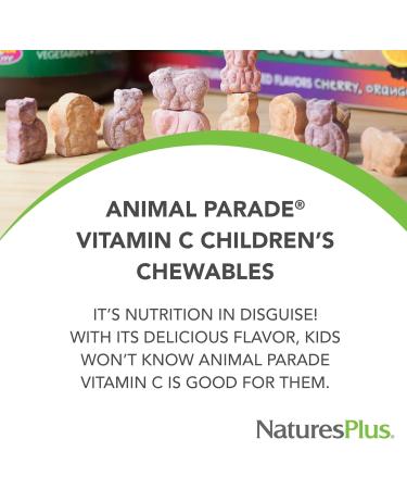 NaturesPlus Animal Parade Vitamin C Chewable Tablets for Kids - Vegan Gluten-Free - Natural Orange Flavor - 90 Animal-Shaped Tablets (Pack of 2) - Boost Immunity - Buy Online on SooperMarket.com