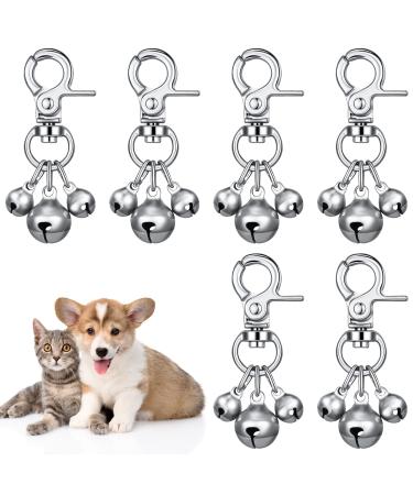 Dacitiery 6 Pcs Pet Bells for Collars Dog Triple Bell Pendant Dog Bell Collar Charm Loud Dog Bells Key Rings for Dog Cat Collar Decoration and Training