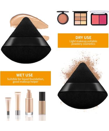 WLLHYF Triangle Powder Puff Set - 6 Piece Soft Velour Makeup Sponges for Mineral Powder, Loose Powder, Wet Dry Foundation - Beauty Tool for Body and Face - Black - Buy Online on SooperMarket.com