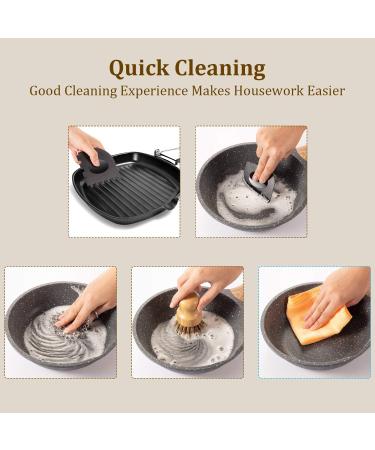 7-Piece Cast Iron Cleaner Set with Stainless Steel Chainmail Scrubber, Bamboo Dish Brush, Hot Handle Holder, Grill Scrapers, Kitchen Towel & Wall Hook - Buy Online on SooperMarket.com
