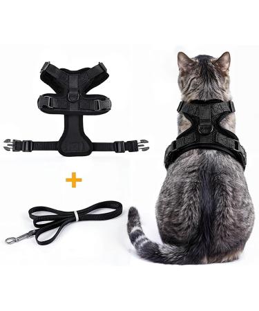 Comfortable Cat Dishes with Leash - Breathable Air Mesh Fits Neck 28-35 cm & Chest 45-51 cm - Easy On/Off - Black S - Buy Online on SooperMarket.com