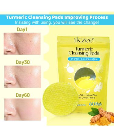 60 Turmeric Cleansing Pads for Face Exfoliating Scrubs with Vitamin C & B5 for Acne & Scars | International Shipping Available - Buy Online on SooperMarket.com
