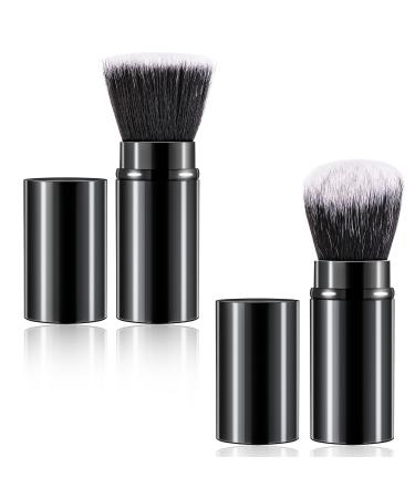 Retractable Kabuki Face Brush Angled Foundation Makeup Brush Portable Travel Blush Brush with Cover Flawless Powder Sunscreen Brush for Blush Bronzer Buffing Highlighter Liquid Cream