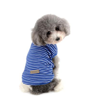Ranphy Striped Pet Dog Shirt Cotton Doggy Clothes Cute Puppy T Shirt Pet Apparel for Small Dogs Pet Summer Vest Blue M M(Neck:26cm Back:25cm Chest:37cm) Blue