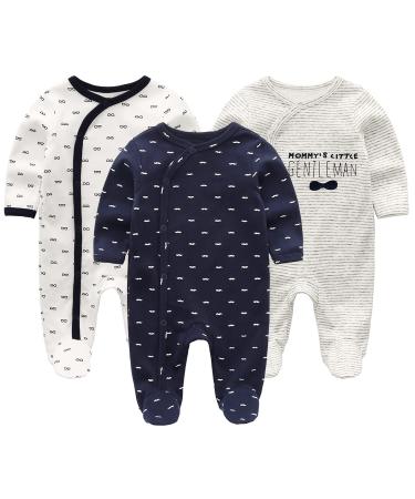 MAMIMAKA Baby Clothes Newborn Baby Grow Onesies Cotton Footed Pajamas for Boys and Girls 0-18 Months 0-3 Months Long Sleeve Color1