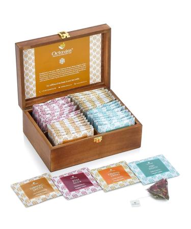 Octavius Assorted Tea Sampler Gift Set | (4 Flavors 40 Pyramid Tea Bags) | Mint/Turmeric/Rose Glow/Kashmiri Kahwa | Tea Gift Set | Pack of 1 Detox Tea - 40 Pyramid Tea Bags