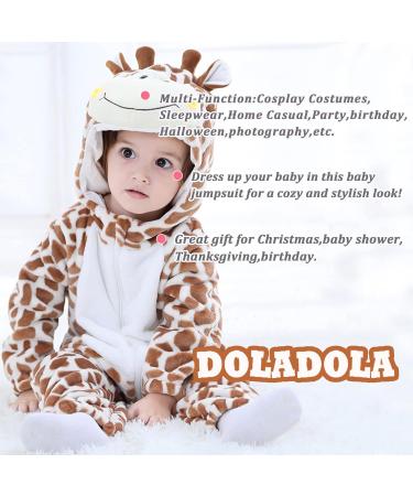 Doladola Unisex Baby Giraffe Romper | Flannel One Piece Pyjamas 6-12 Months - Buy Online on SooperMarket.com