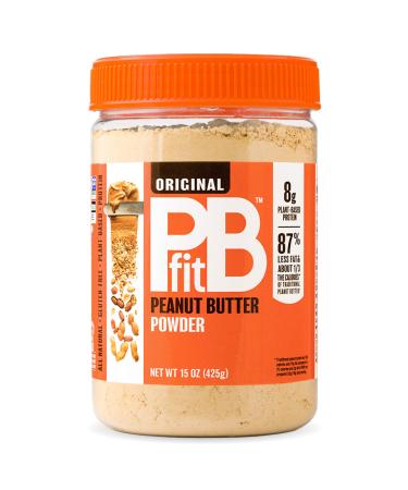 PBfit All-Natural Peanut Butter Powder 15 Ounce, Peanut Butter Powder from Real Roasted Pressed Peanuts, Low in Fat High in Protein, Natural Ingredients
